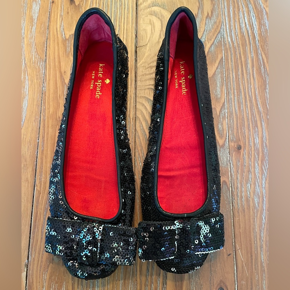 Kate Spade Black Sequin Loafers